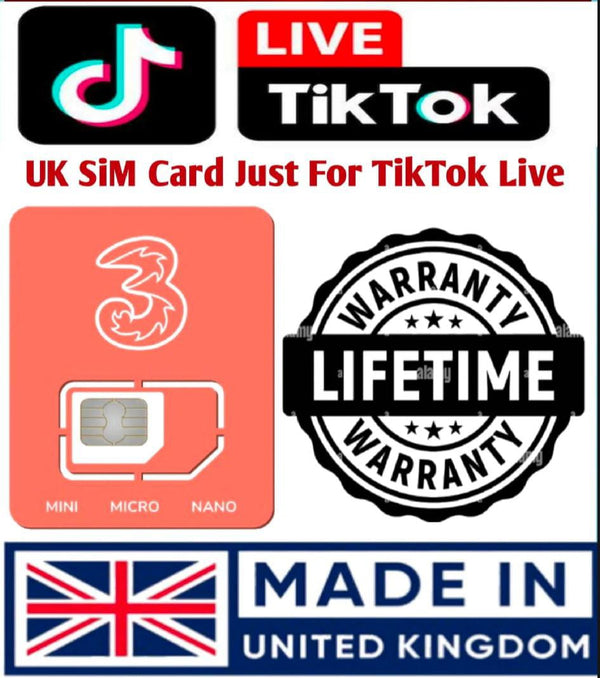 Three (3) Network UK SIM Card – TikTok Live Only