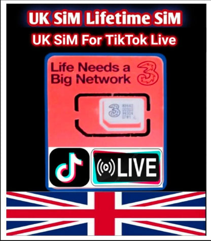 Three (3) Network UK SIM Card – TikTok Live Only
